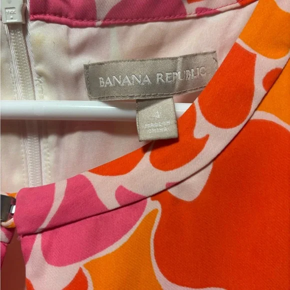 Banana Republic Pink Orange Mod Floral Shift Dress Size 4 - Picture 4 of 4